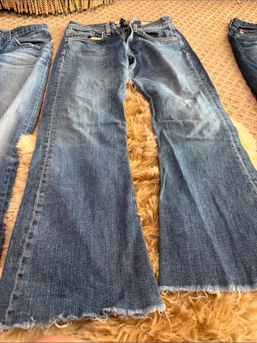rag & bone Distressed Medium Blue Flared Jeans